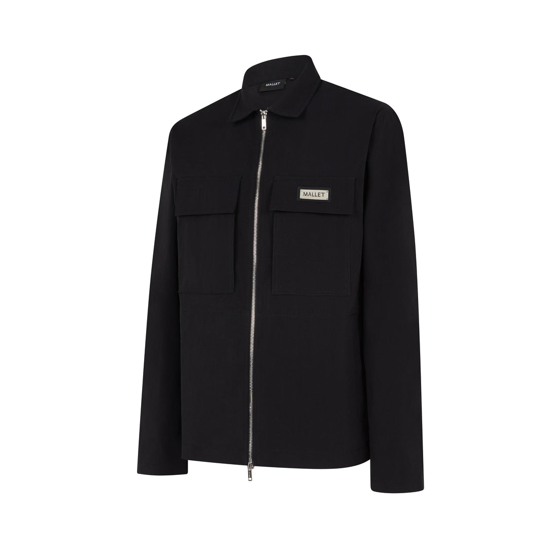 Ripstop Zip Up Overshirt Black