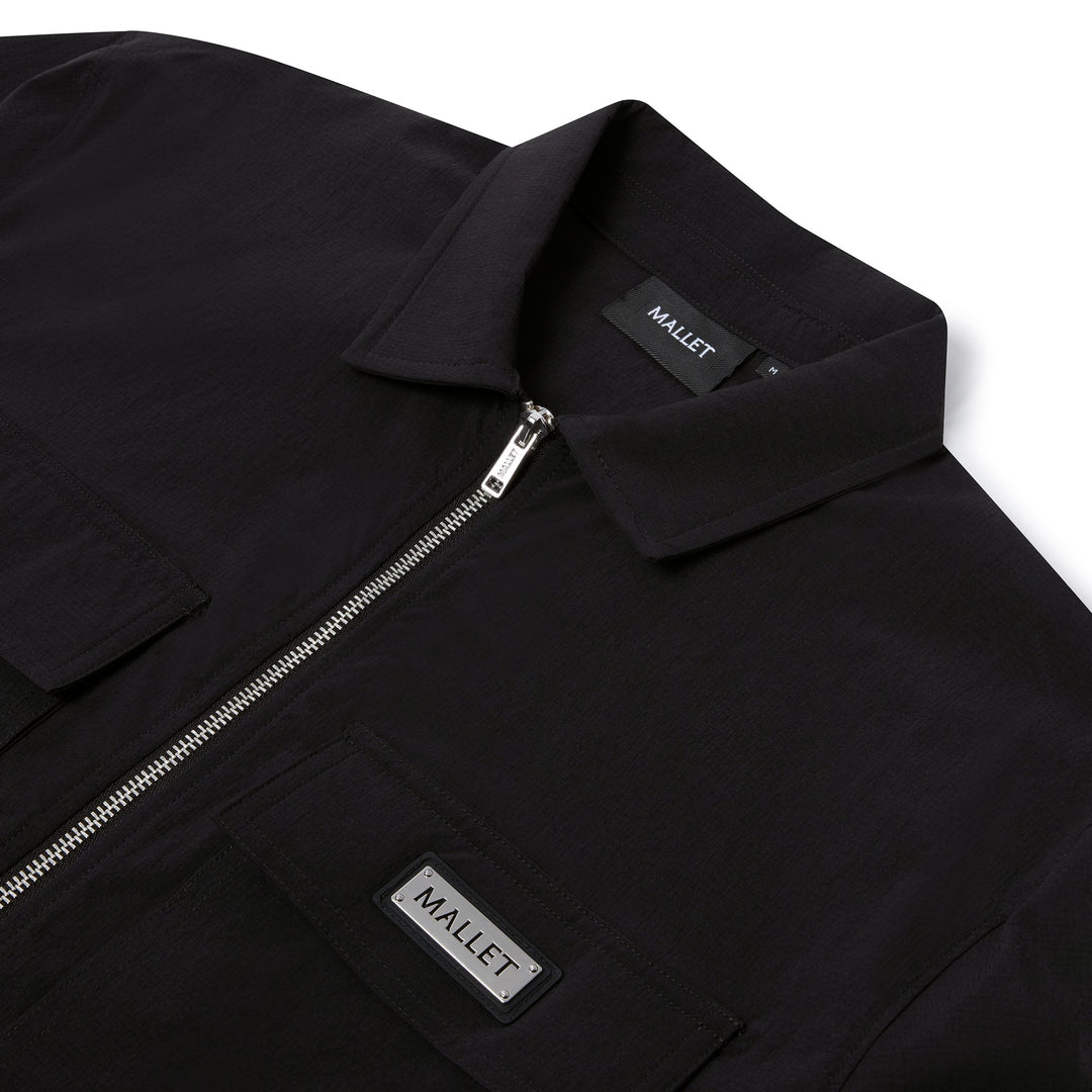 Ripstop Zip Up Overshirt Black