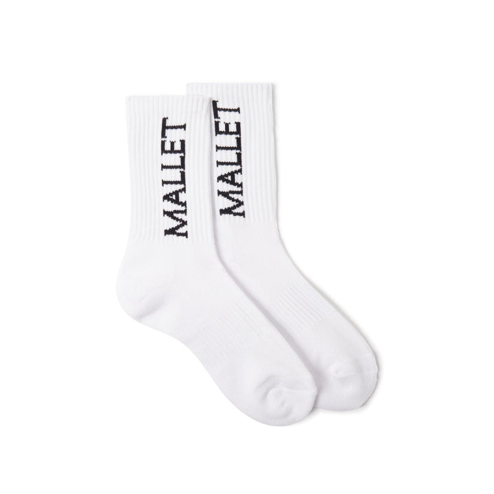 Mallet Socks Large Logo 2 Pack White