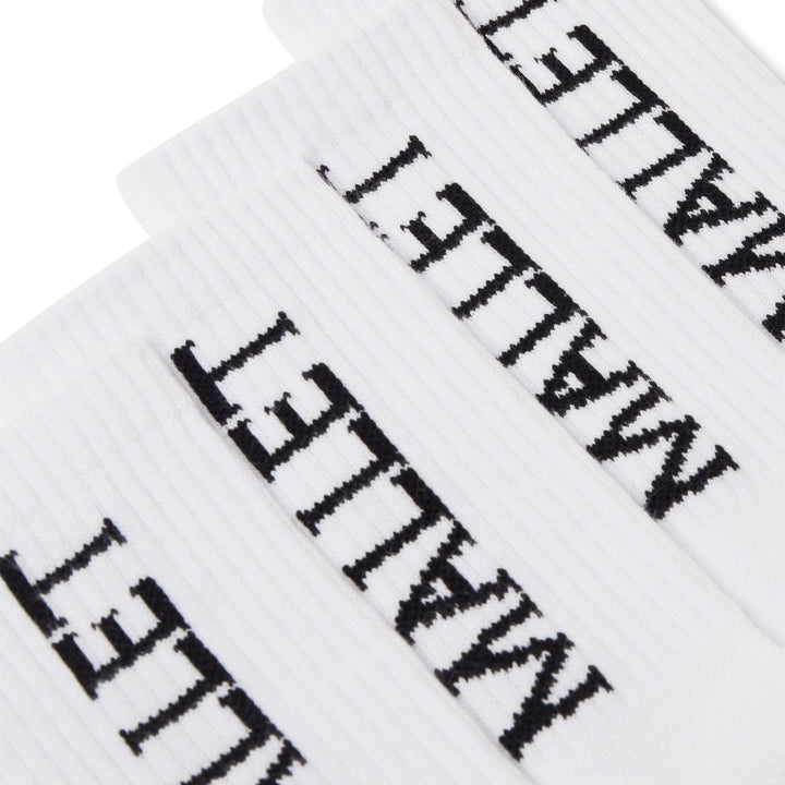 Mallet Socks Large Logo 2 Pack White