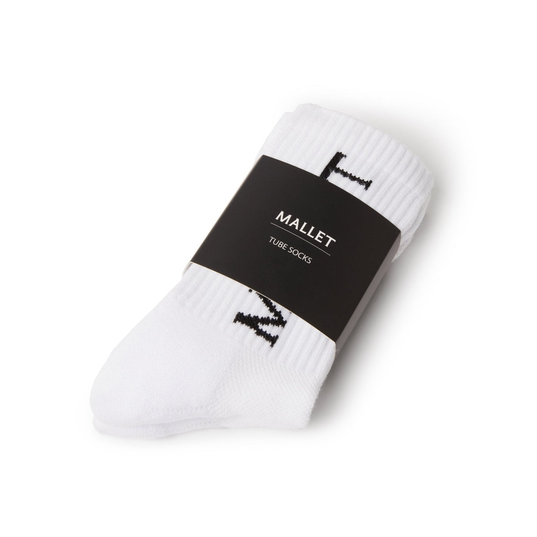 Mallet Socks Large Logo 2 Pack White
