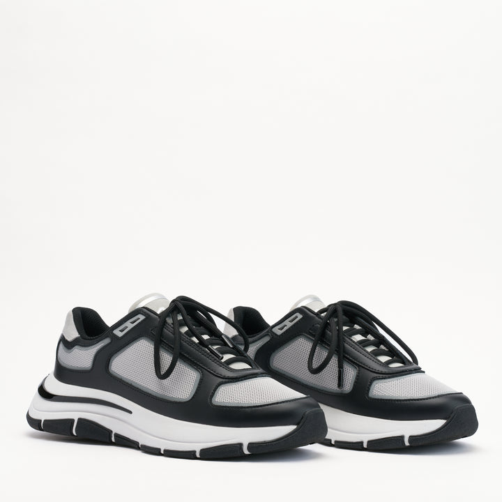 MALLET Alton Men's Black Grey Leather Sneakers
