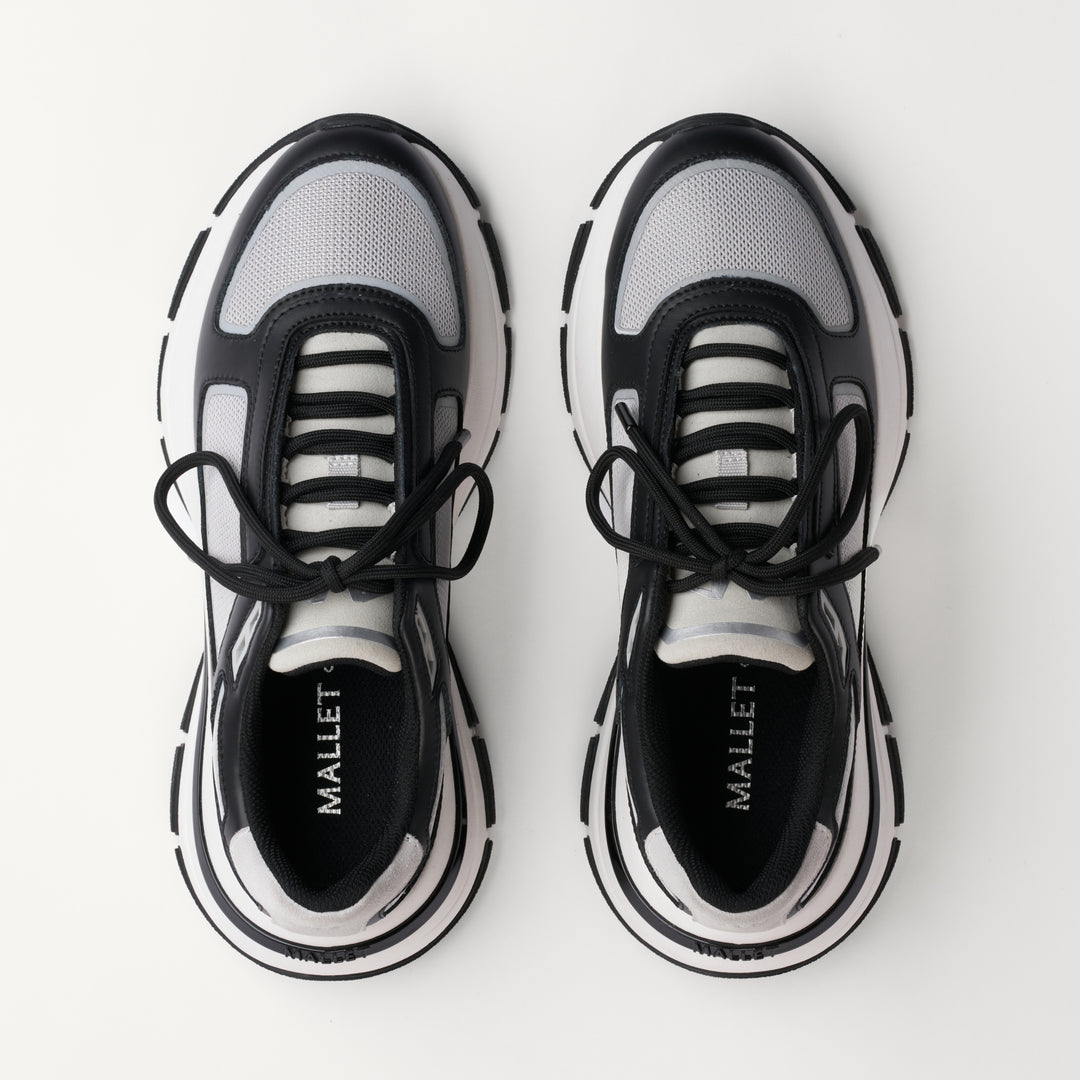 MALLET Alton Men's Black Grey Leather Sneakers
