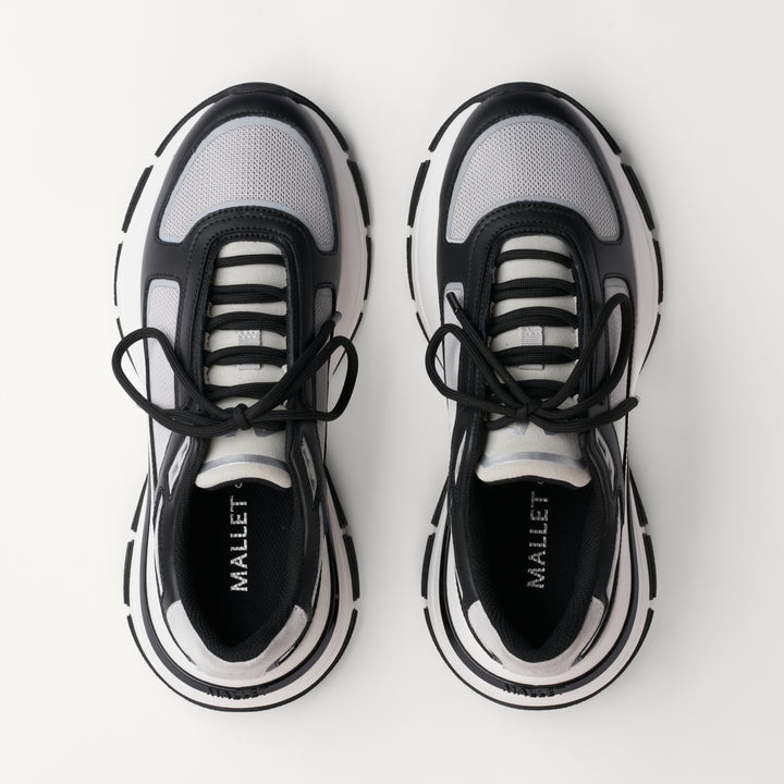 MALLET Alton Men's Black Grey Leather Sneakers