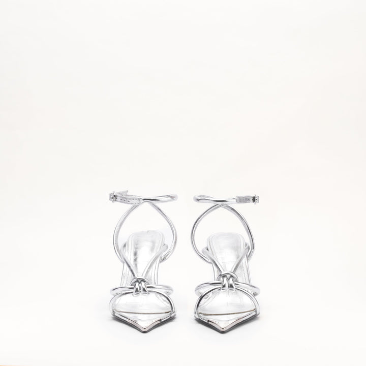 MALLET Amber Strap Women's Silver Metallic Leather Heels