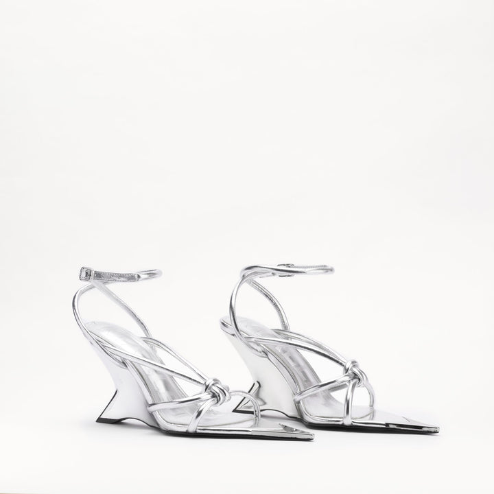 MALLET Amber Strap Women's Silver Metallic Leather Heels