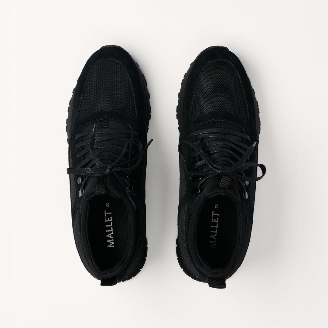 MALLET Diver Essential Men's Black Gloss Leather Sneakers