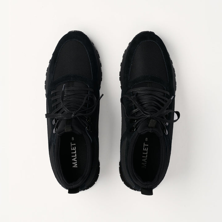 MALLET Diver Essential Men's Black Gloss Leather Sneakers