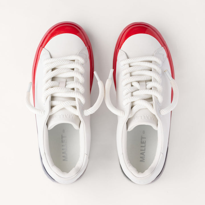 MALLET GRFTR Lite Men's White Red Fade Dip Leather Sneakers