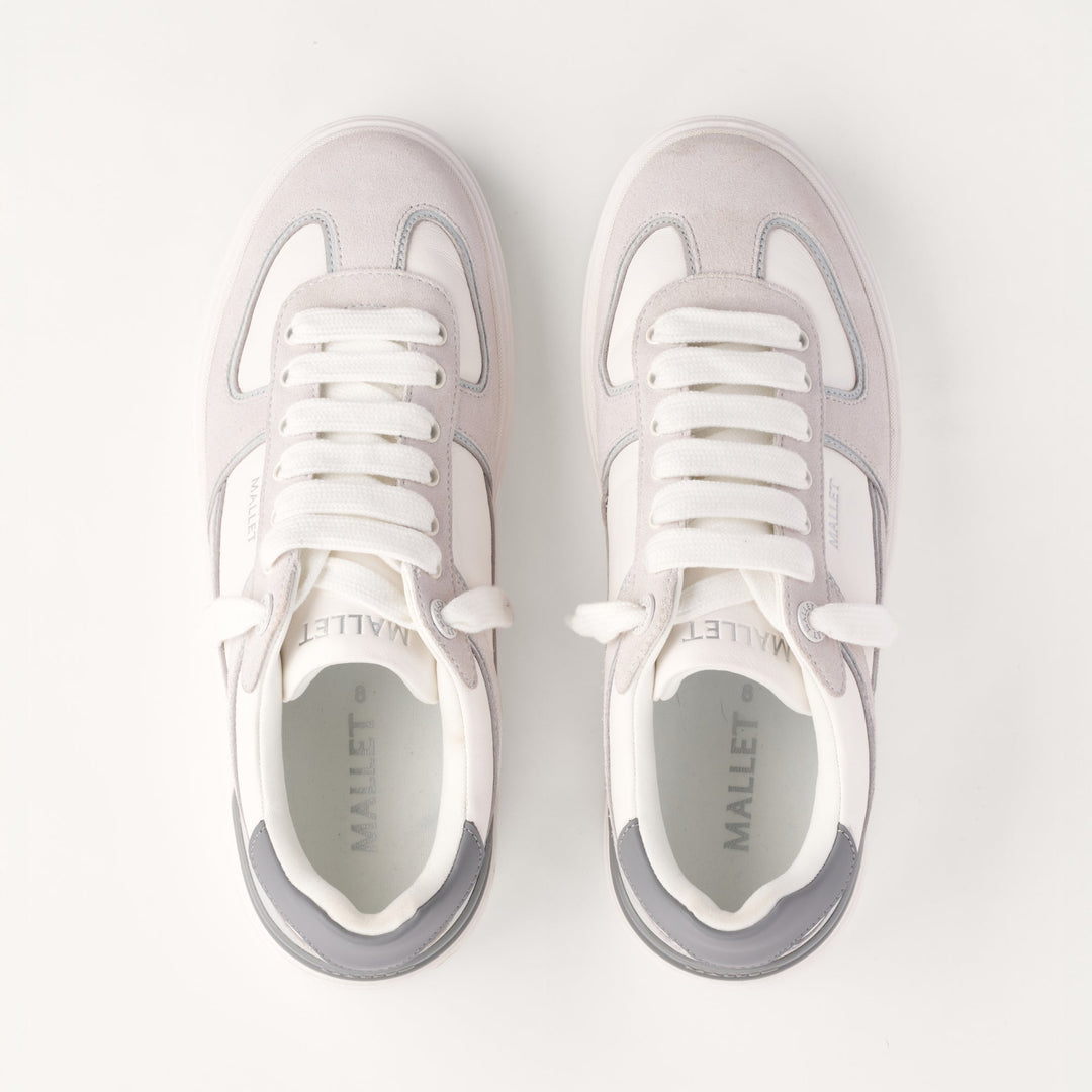 MALLET Kingsbury Men's White Grey Leather Sneakers