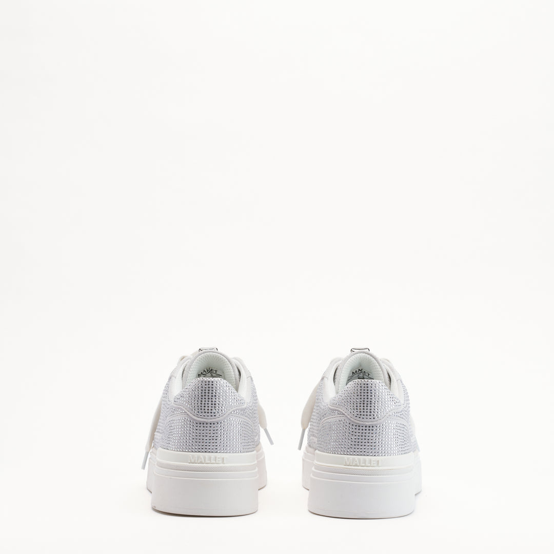 MALLET Lansbury Women's White Silver Sparkle Sneakers