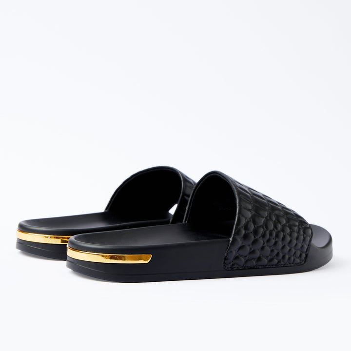 Slide Triple Black Croc