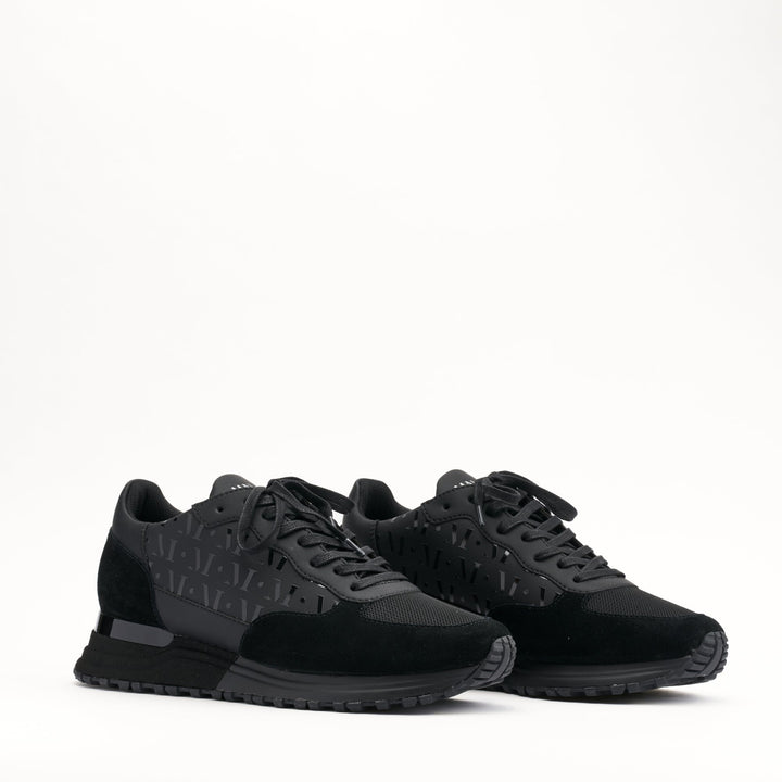 MALLET Popham Essential Men's Black Gloss Leather Sneakers