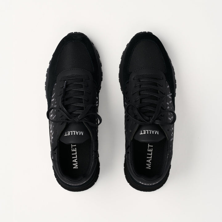 MALLET Popham Essential Men's Black Gloss Leather Sneakers