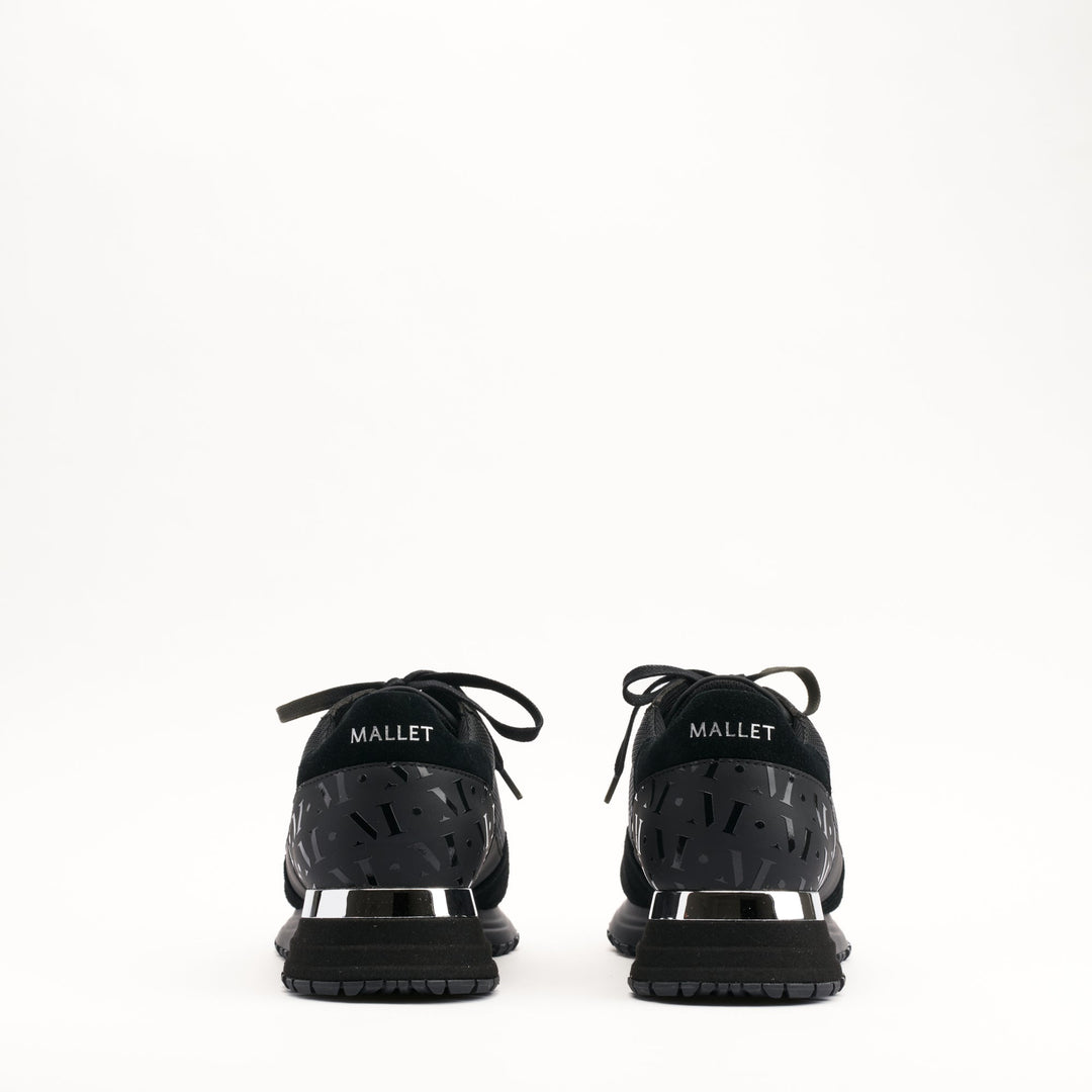 MALLET Popham Essential Men's Black Silver Leather Sneakers