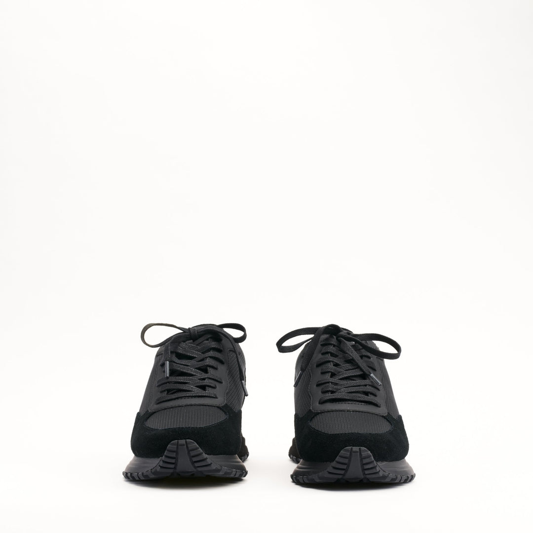 MALLET Popham Essential Men's Black Silver Leather Sneakers
