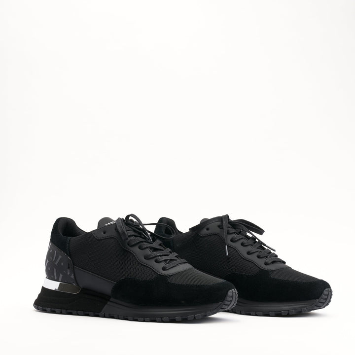 MALLET Popham Essential Men's Black Silver Leather Sneakers
