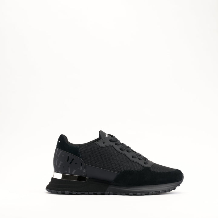MALLET Popham Essential Men's Black Silver Leather Sneakers