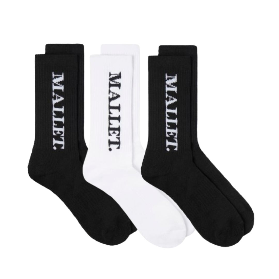 Mallet Socks 3-Pack (2 x Black & 1 x White)