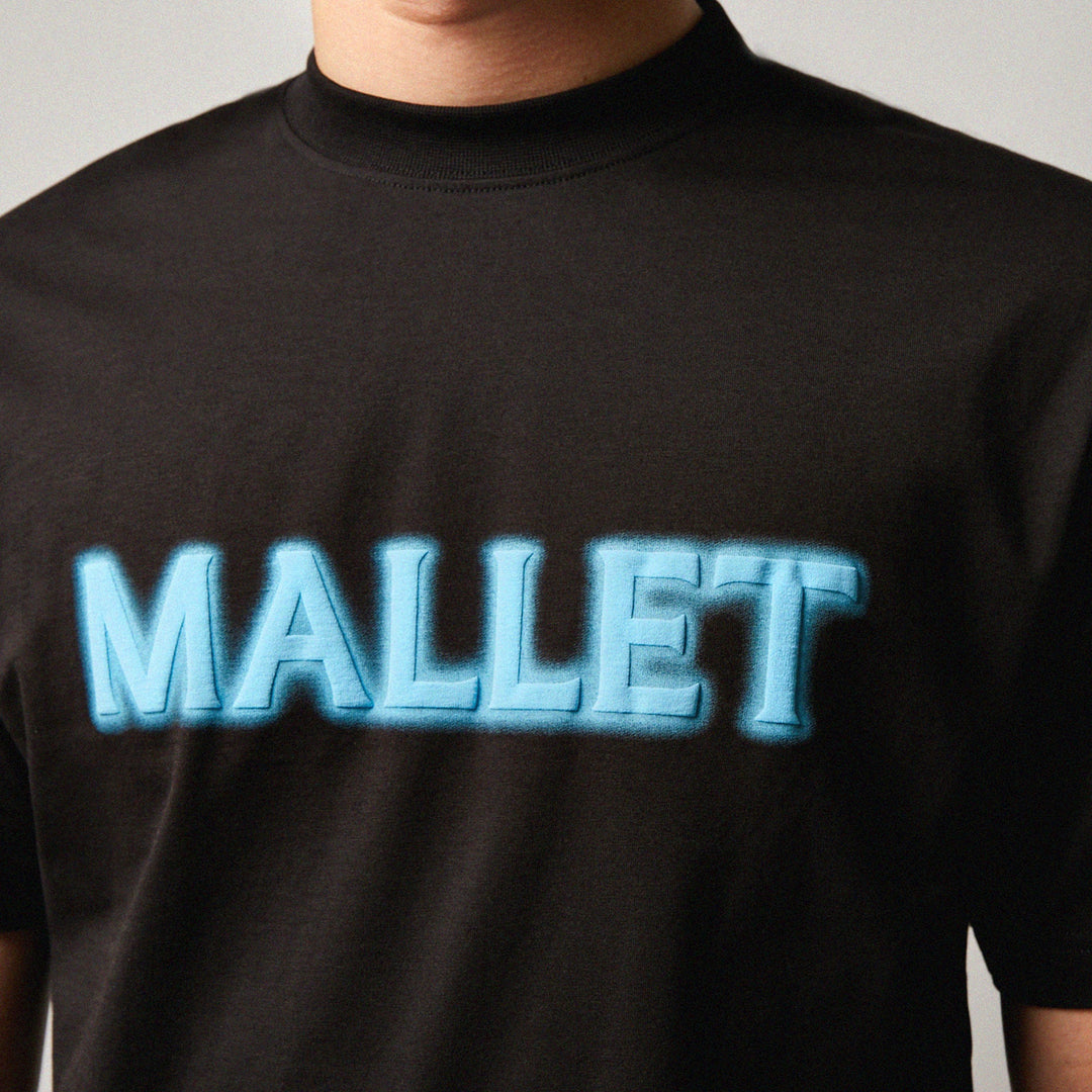 Spray Print Logo Tee - Black Blue