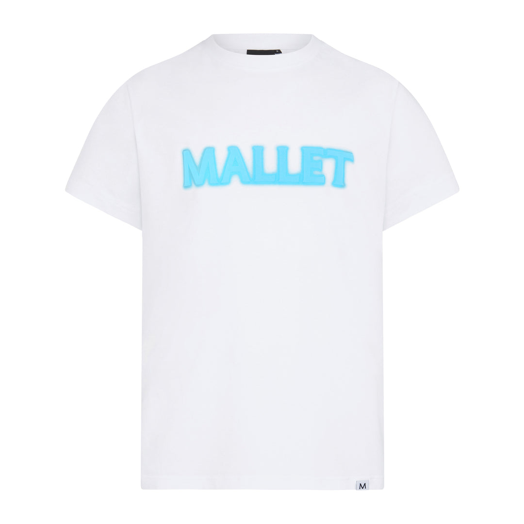 Spray Print Logo Tee - White Blue